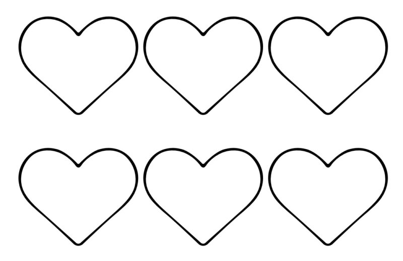 six small heart outlines 